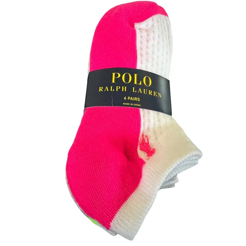Polo Ralph Lauren Socks Women 9-11 Multicolor New 6 Pairs No Show Low Cut PKN